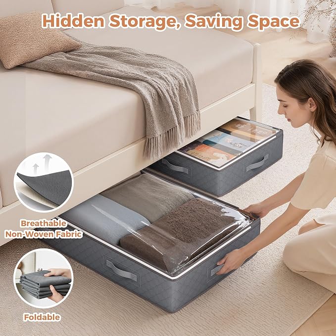 95L Under Bed Storage Containers, 2 Pack Storage Bins, Linen Sheets, Wrapping - Image 6