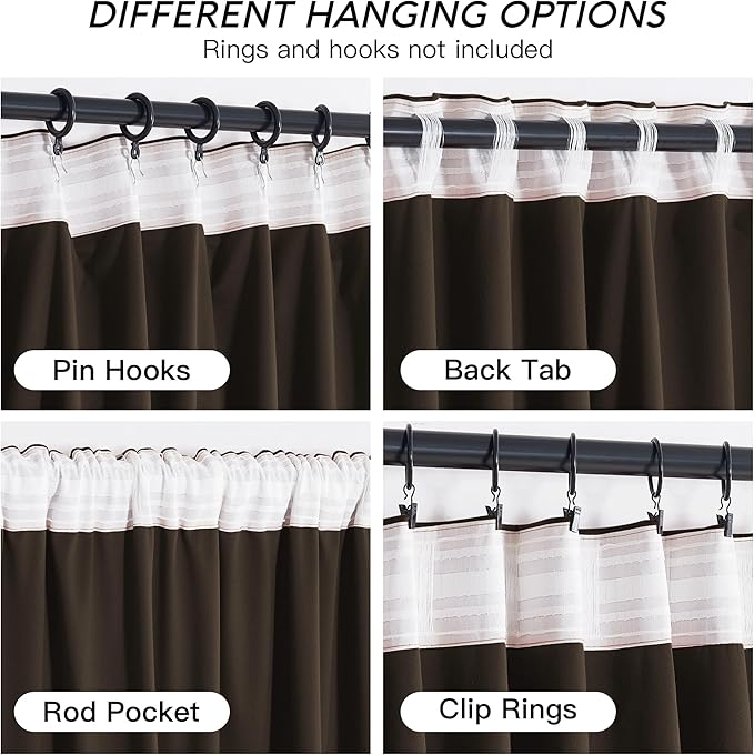 RYB HOME Brown Blackout Curtains 84 inches Long Velvet - Image 4