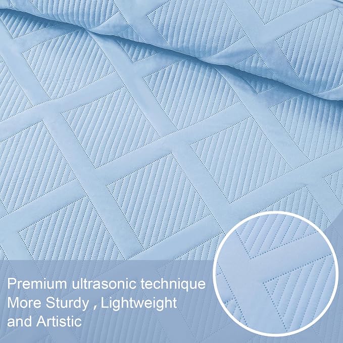 Exclusivo Mezcla Quilt King Size, Sky Blue | Soft Bedspreads - Image 4