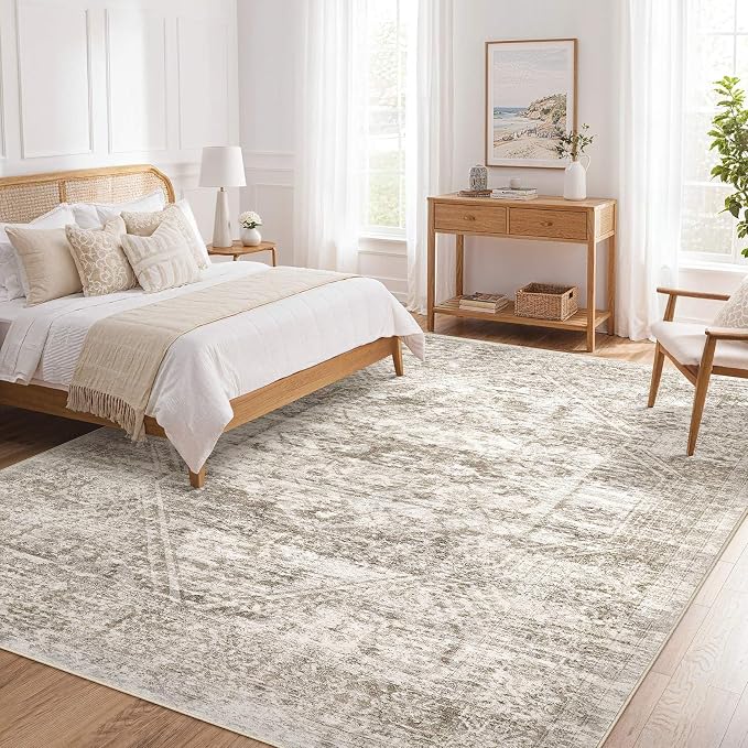 cotiled 8x10 Area Rug for Living Room, Traditional, Distressed Light Brown - Image 8