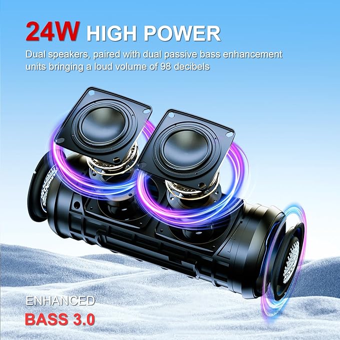 YOLOEMOT Bluetooth Speakers Wireless Loud Stereo Sound, Powerful Deep Bass, TWS Pairing, IPX7 Waterproof Dustproof,12H Playtime, Portable Speaker Bluetooth for Travel, Sport, Party, Biking (Teal)