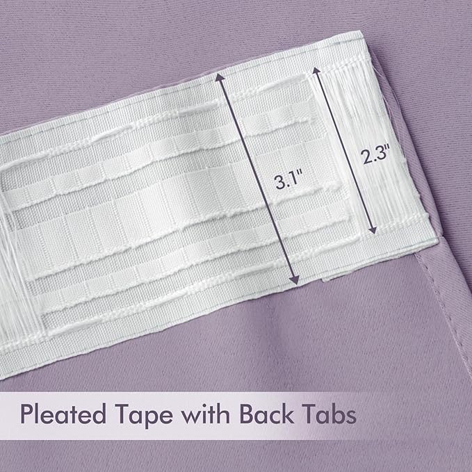 MIULEE Lilac Back Tab Blackout Curtains 52x90 Inch Long 2 Panels Set | Rod - Image 4
