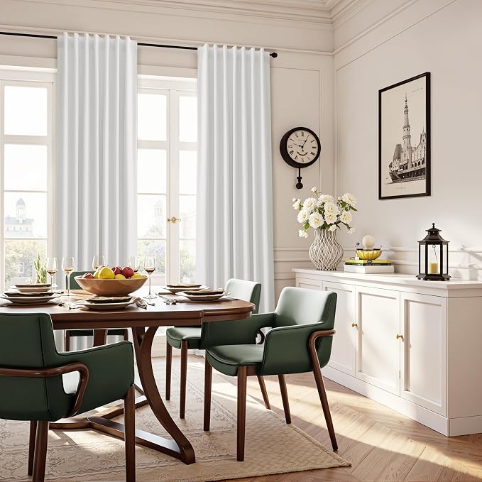 Beige White Linen 100% Blackout Curtains - Image 8