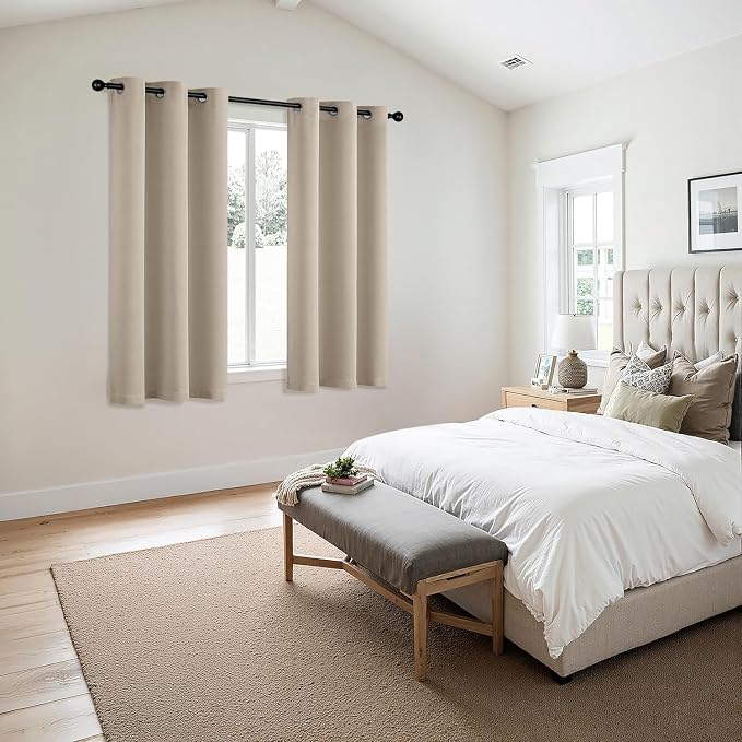 MIULEE Blackout Curtains for Bedroom 2 Panels 40 x 72 Inch Long Light Beige | - Image 6