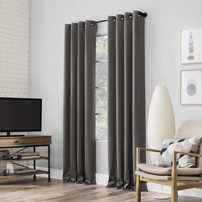 Sun Zero Nordic 2-pack Theater Grade Extreme 100% Blackout Grommet Curtain by SunZero%E2%84%A2