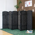 6 Panel Black Rattan Room Divider by Furnnylane