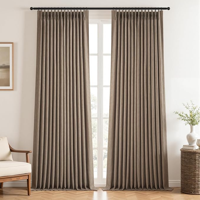 Extra Long 100% Blackout Linen Curtains 108 Inches Long by Topfinel