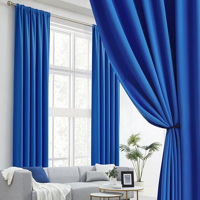 Royal Blue Curtains Room Darkening Curtains，Rod Pocket and Back Tab Thermal - Image 2