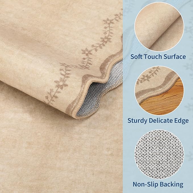 GarveeHome 2x6 Scalloped Washable Runner Rug Non Slip Hallway Kitchen Rug | - Image 4