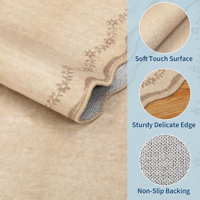 GarveeHome 2.5x8 Scalloped Washable Runner Rug Non Slip Hallway Kitchen Rug | - Image 6