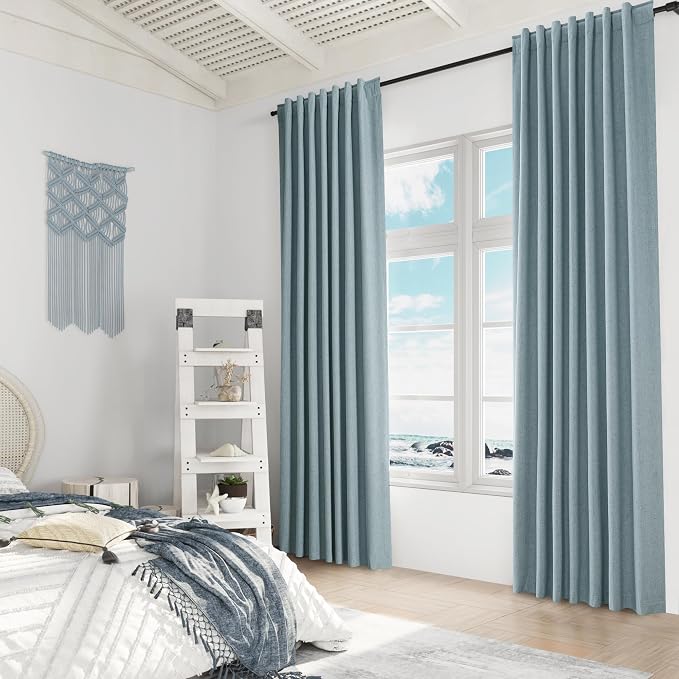 100% Blackout Linen Curtains 90 Inch Length 2 Panels Set - Image 8