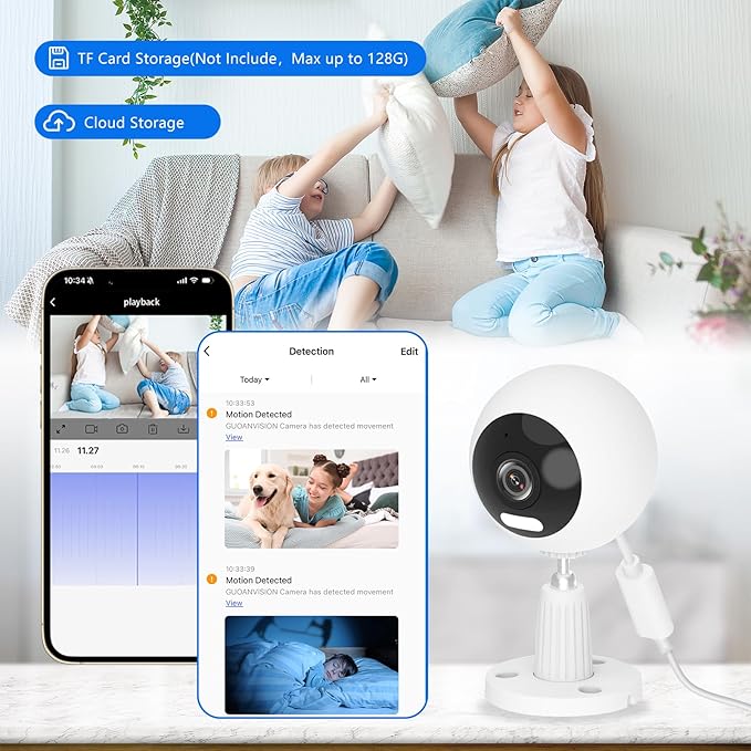 GUOANVISION 5G Cameras for Home Security,3MP Outdoor Indoor Security Camera for Baby/Elder/Dog/Pet/Nanny, WiFi Baby Monitor, 3 Alarm Modes, 3 Night Vision, IP66 Waterproof, 24/7 SD Recording/Cloud