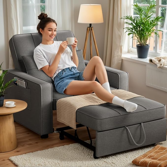 JUMMICO Sleeper Chair, 3-in-1 Convertible Sleeper Sofa Bed - Image 9