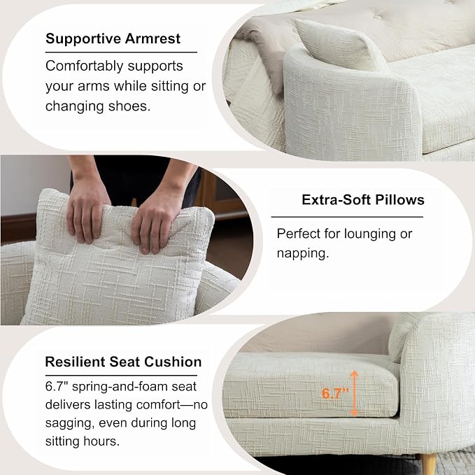 77.2" Oversized Chaise Lounge, Curved Soft End of Bed Bench - Image 3