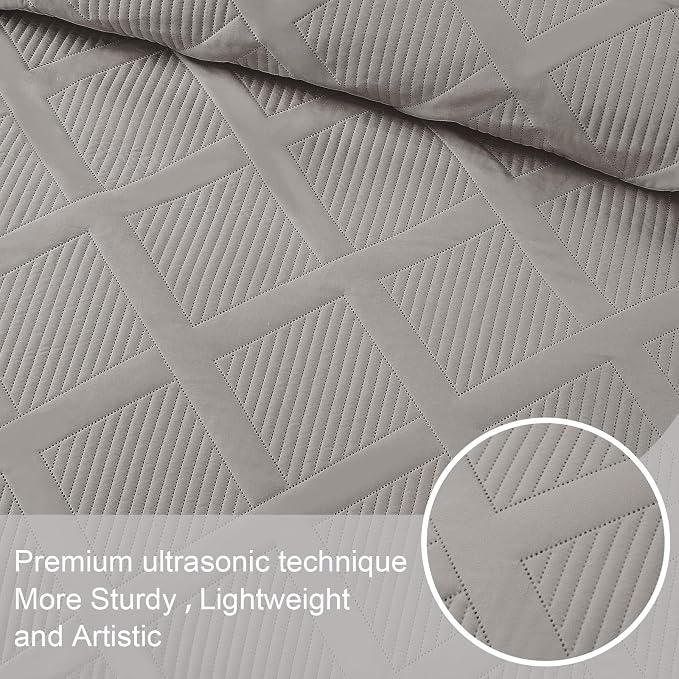 Exclusivo Mezcla Quilt King Size, Light Grey | Soft Bedspreads - Image 4