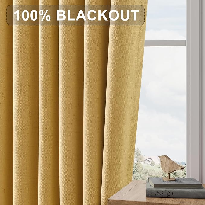 Joywell 100% Blackout Linen Curtains 96 Inch Long - Image 7