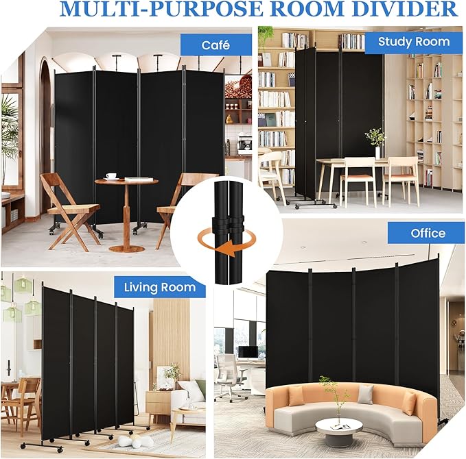 SUNALLY Room Divider Privacy Screens, 4 Panels Dividers - Image 7