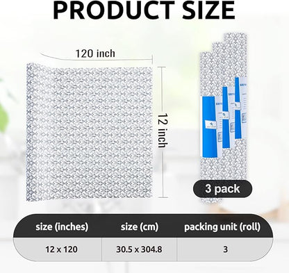 RAY STAR 12X120 Inch Shelf Liner for Kitchen Cabinets, Non-Adhesive Cabinet Liner Washable, PVC Drawer Liner for Dresser Non-Slip Bathroom (Black Floral)(3 Roll)
