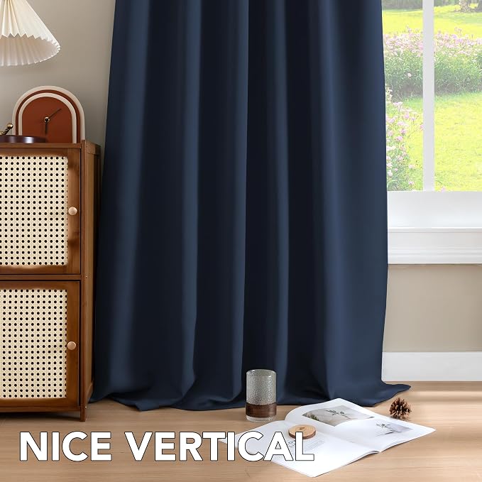 H.VERSAILTEX Back Tab Navy Blackout Curtains 90 Inch Long - Image 8