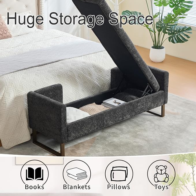 Chifee & Vingol 64" W Storage Benches End of Bed Bench - Image 4