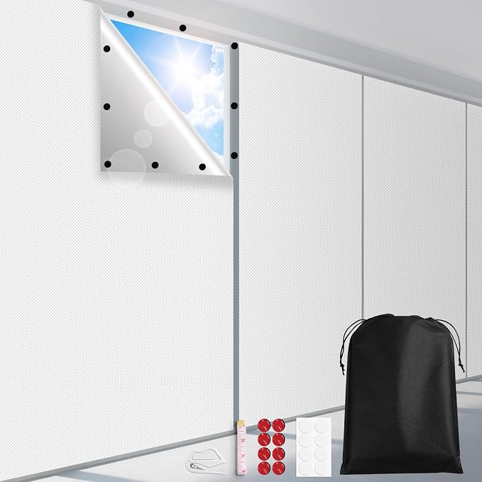 FADOTY 100% Blackout Curtains, No Drill, Sun Heat Light Blocker by FADOTY
