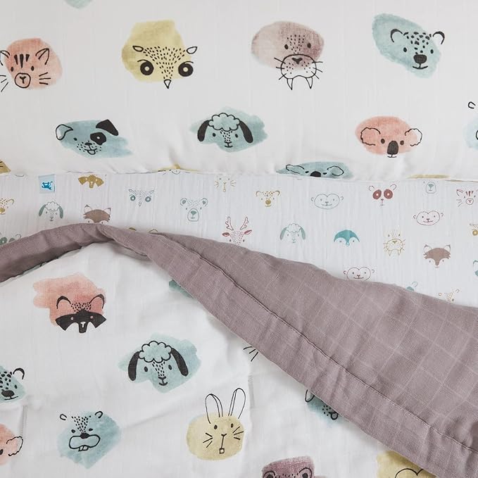 Little Unicorn Toddler Bedding 3-Piece Set | Super Soft & Breathable Muslin Fabric | for Convertible Cribs & Toddler Beds (Watercolor Critters)