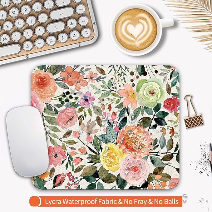 Armanza Square Mouse Pad Watercolour Floral,Personalized Premium-Textured Custom Mouse Mat Design,Washable Mousepad Cloth,Non-Slip Rubber Base Computer Mouse Pads for Wireless Mouse