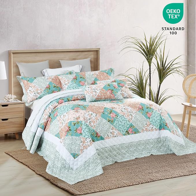 DaisyHuang Oversized King Bedspread, Farmhouse Patchwork Floral Quilt Bedding - Image 5