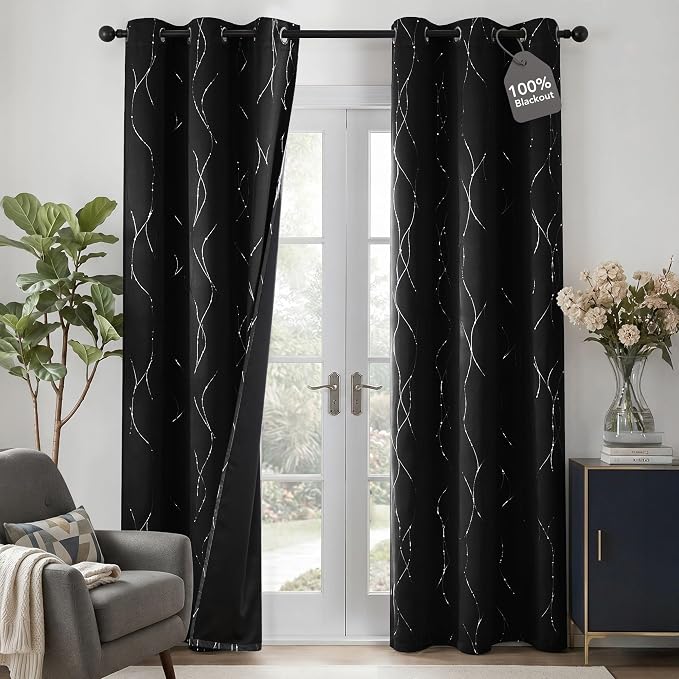 Deconovo 100% Blackout Living Room Curtains 63 Inches Long, Thermal Insulated by Deconovo