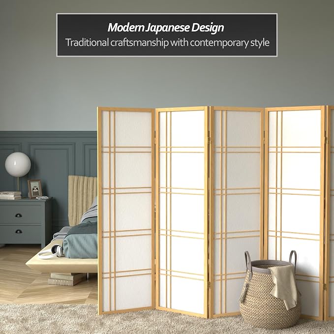 Oriental Furniture 5 ft. Tall Double Cross Shoji Screen - Image 2