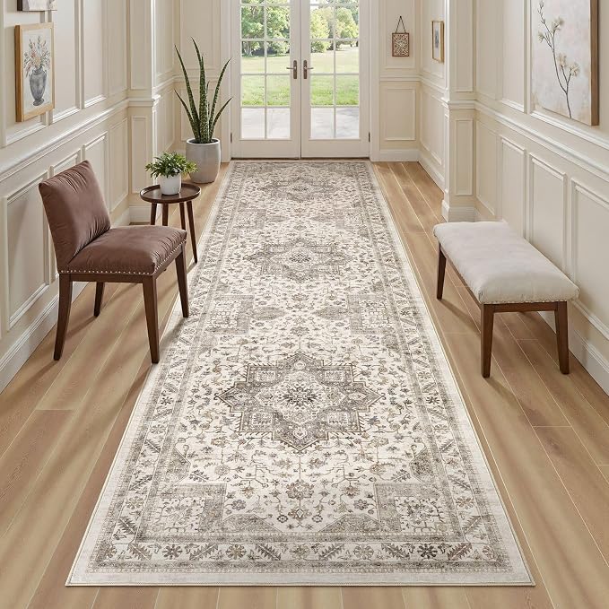 cotiled 3x8 Hallway Runner Rug for Entryway, Non-Slip Vintage, Light Brown | - Image 4