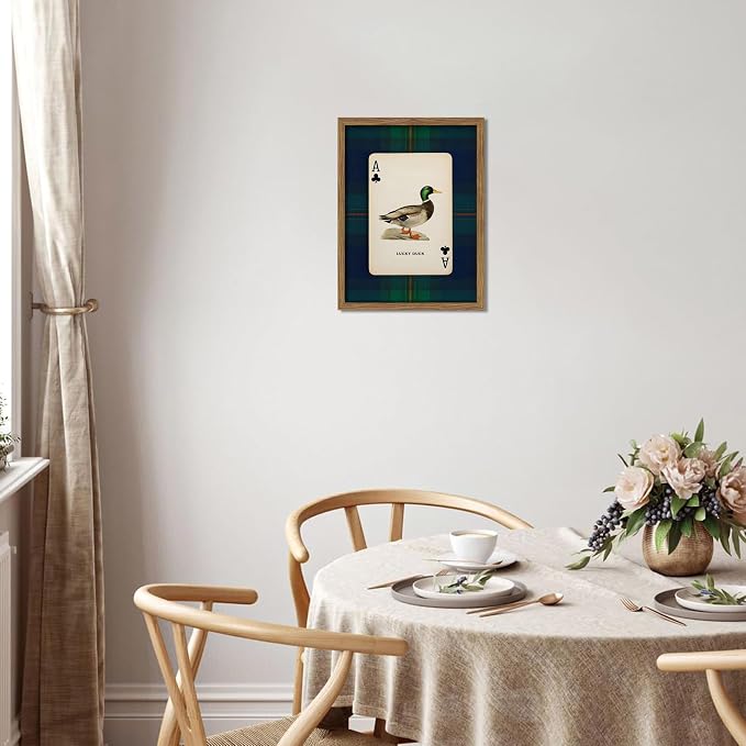 Framed Vintage Mallard Duck Wall Art, Country Lucky Duck Wildlife Poker Wall - Image 5