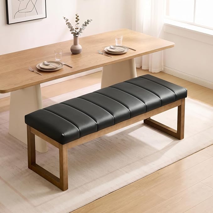 52.7" Bedroom Bench for End of Bed, Faux Leather Entryway Bench | Modern by Zihanhome