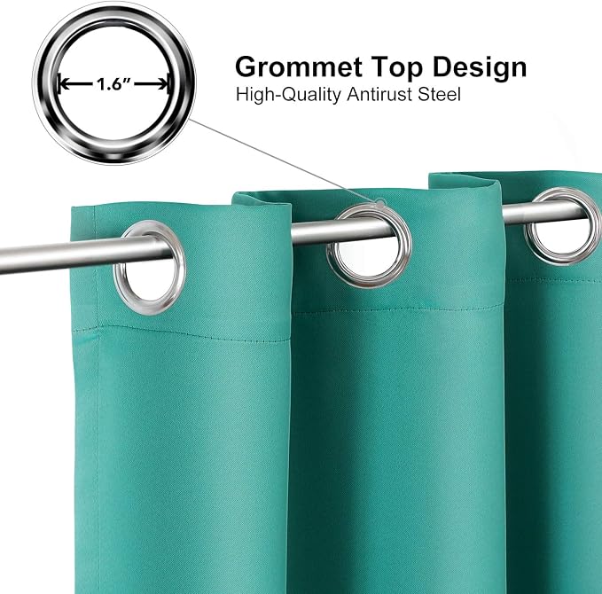 ChrisDowa Blackout Curtains for Bedroom 90 Inch Door Curtain Drapes, Teal | 52W - Image 2