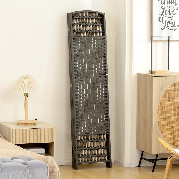 HOMCOM 6 Panel Room Divider, Folding Privacy Screen, Dark Gray | Room Separator - Image 9
