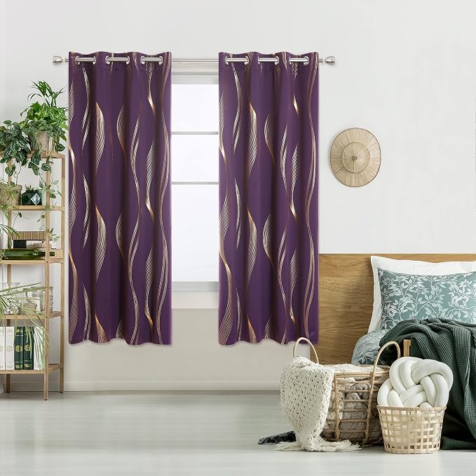 Deconovo Curtains for Living Room, Pattern Blackout Curtains 72 Inches Long | - Image 2