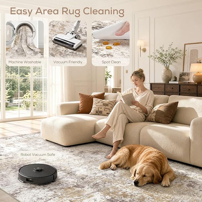 Nakagishi 10X14 Area Rugs for Living Room: Washable Modern Abstract Rug - Image 3