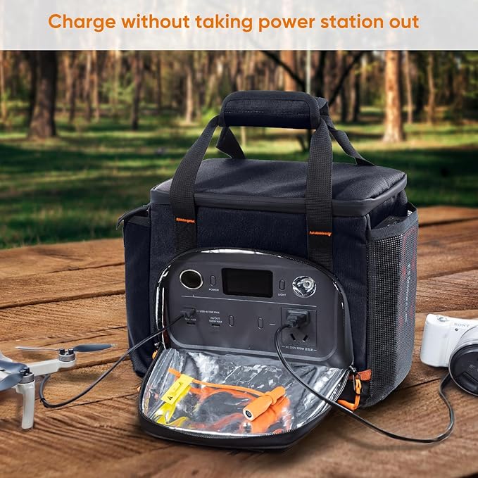 FRECOLSH Travel Carrying Case Compatible with Jackery Explorer 300/240/160, Portable Power Station Storage Case with Water- proof Bottom and Front Pockets for Jackery Accessories Solar Generator
