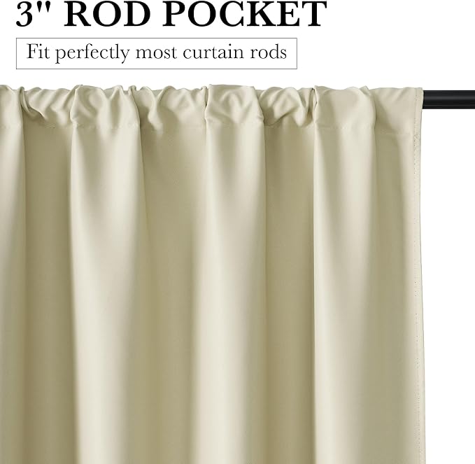 RYB HOME Bedroom Blackout Curtains 80 inches Long, 100% Blackout | Thermal - Image 2