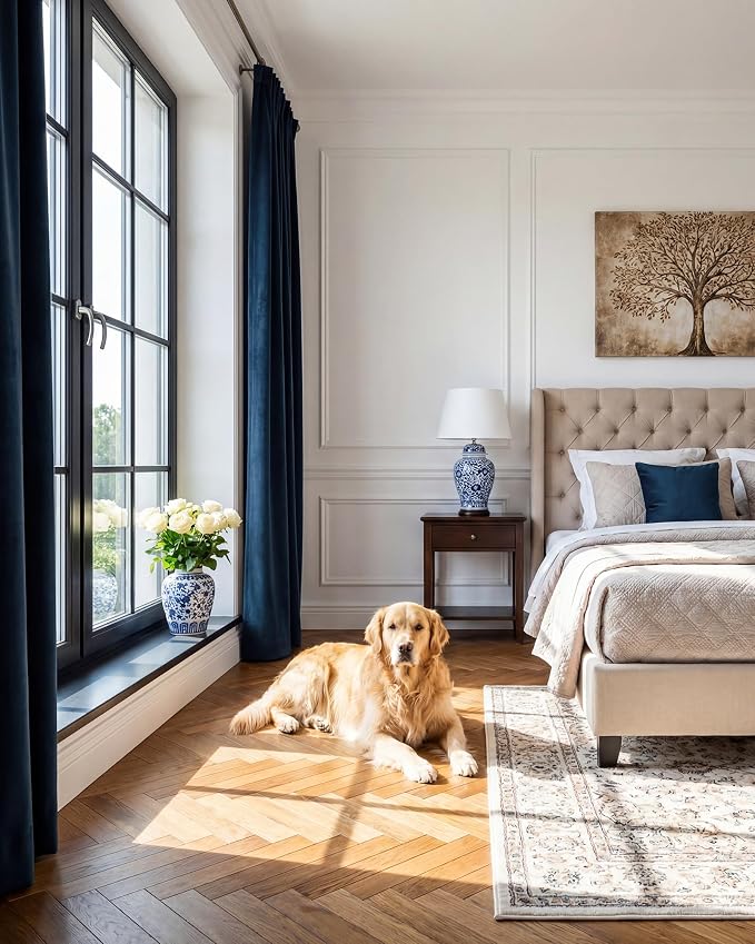 Navy Blue Velvet Blackout Curtains - Image 8
