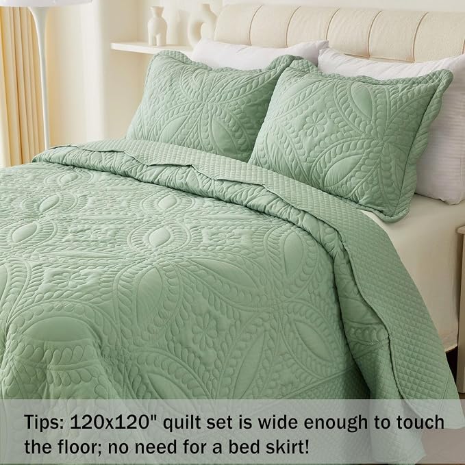 Cmfshape Oversize King Bedspread 120"x120", 3 Piece California King Quilt - Image 2