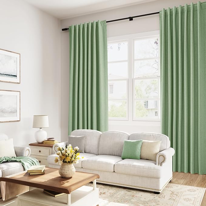 100% Blackout Linen Curtains 102 Inch Length 2 Panels Set - Image 8