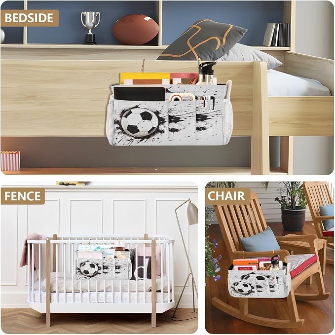 Soccer Ball tag8 Bedside Caddy Storage Bag Bedside Organizer - Image 8