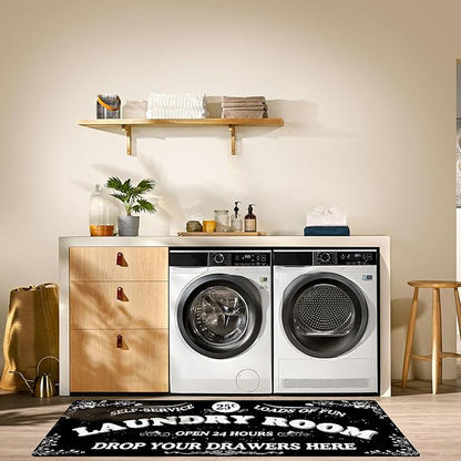 Zoke Laundry Room Rug Runner Stylish Non-Slip Laundry Room Mat 24"x72", Versatile, Waterproof Runner for Laundry, Kitchen, and Bathroom, Mudroom Decor and Farmhouse Charm