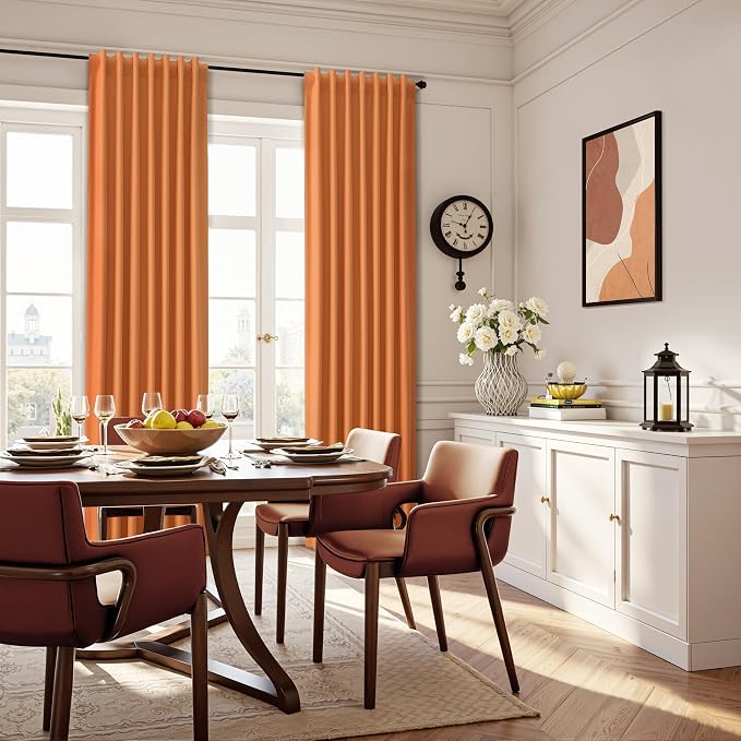 Orange 100% Blackout Linen Curtains 84 Inch Long - Image 6