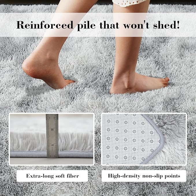Mottled Light Grey 5x8 Area Rugs - Image 5