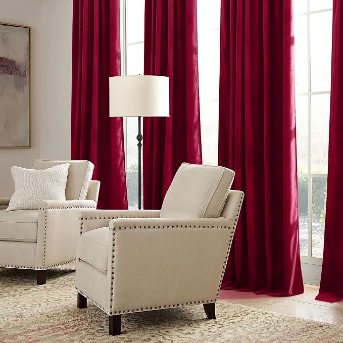 RYB HOME Red Velvet Blackout Curtains 84 inches - Image 4