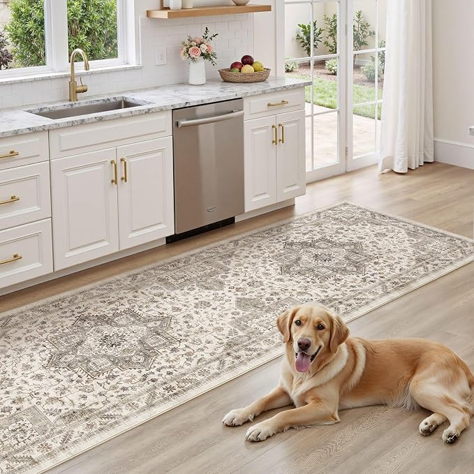 cotiled 3x8 Hallway Runner Rug for Entryway, Non-Slip Vintage, Light Brown | - Image 8