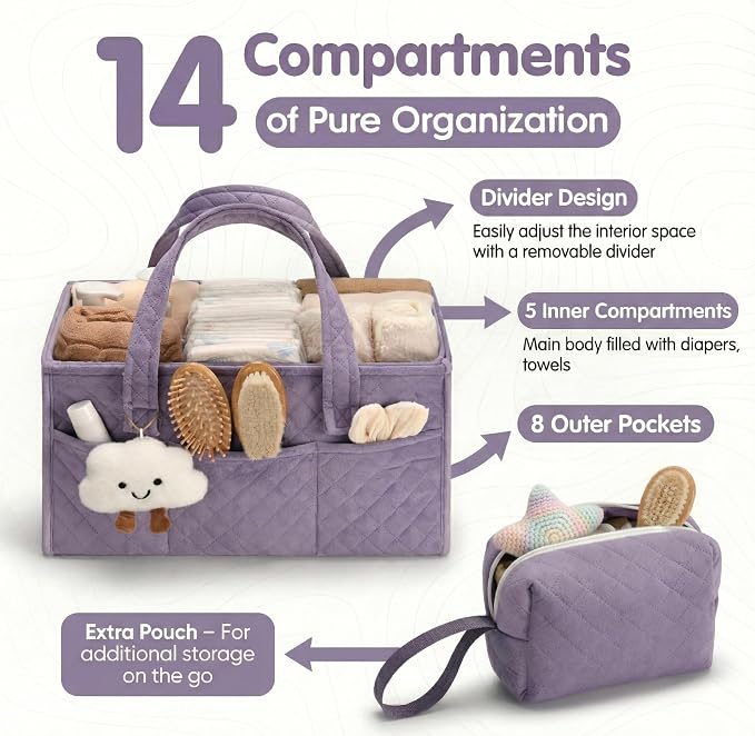Baby Diaper Caddy Organizer, Baby Basket Shower Gift, Portable Changing Table - Image 5