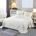 ROOMLIFE Quilt Set King Size 3D Floral Embroidery Pattern 3-Piece Cotton | by ROOMLIFE